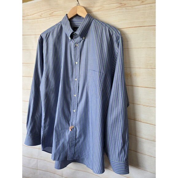 Les Copains Men 100% Cotton Striped Button Down Shirt Size 42 Made in Italy - Picture 2 of 11